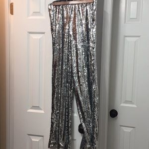 Silver Sequined Flare legged pants
